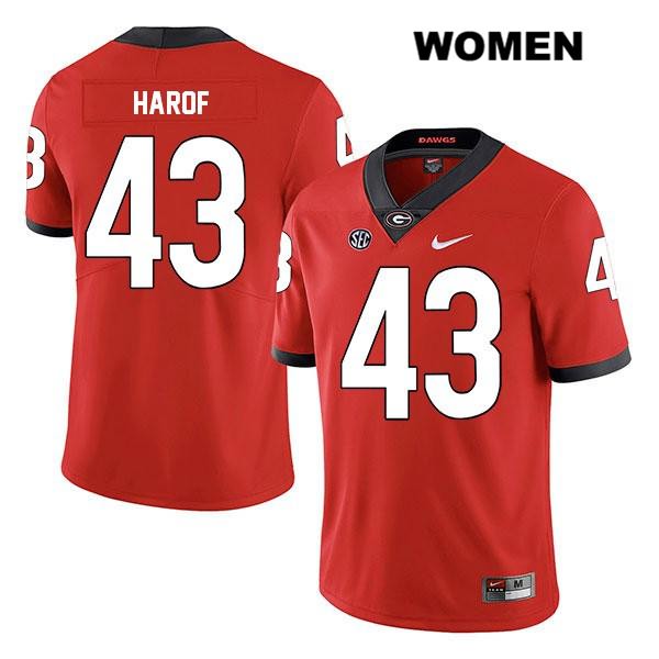 Georgia Bulldogs Women's Chase Harof #43 NCAA Legend Authentic Red Nike Stitched College Football Jersey DPX2556ZM